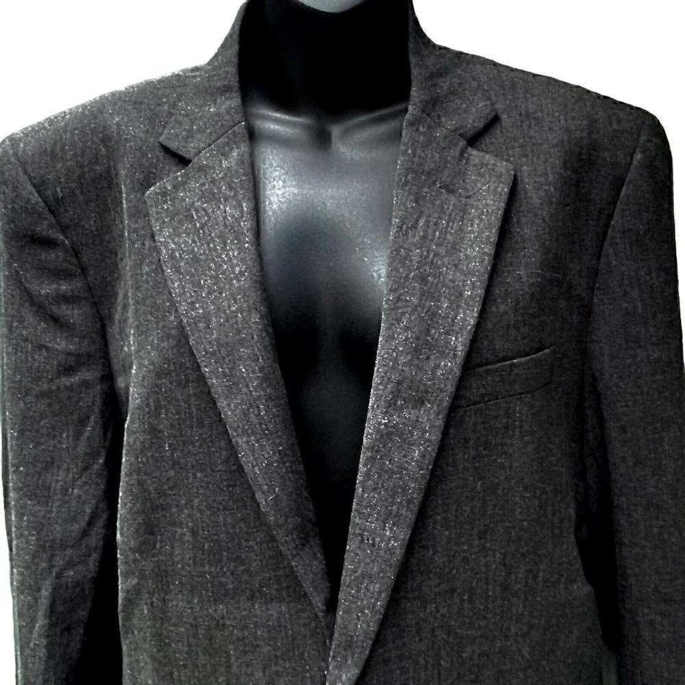 NWT WULFUL Dark Heather Gray Front One Button Single Breasted Blazer Men’s L